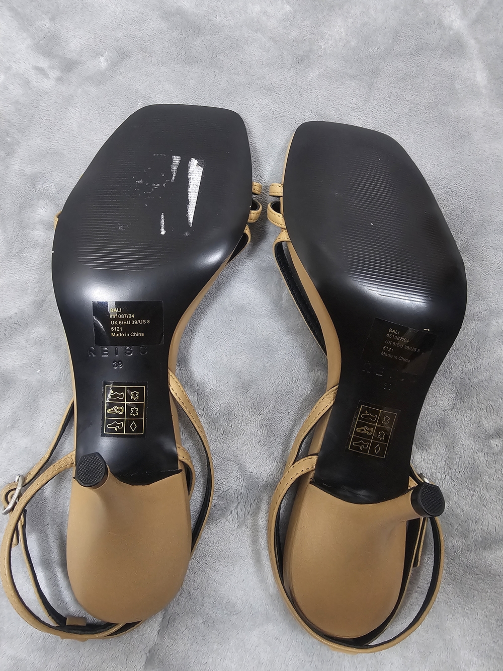 REISS Tan Strappy Square-Toe Sandals Sz 39 - Picture 9 of 12